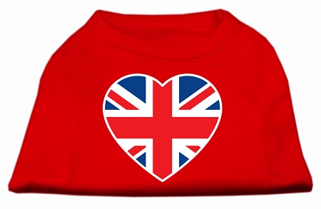 British Flag Heart Screen Print Shirt Red XS